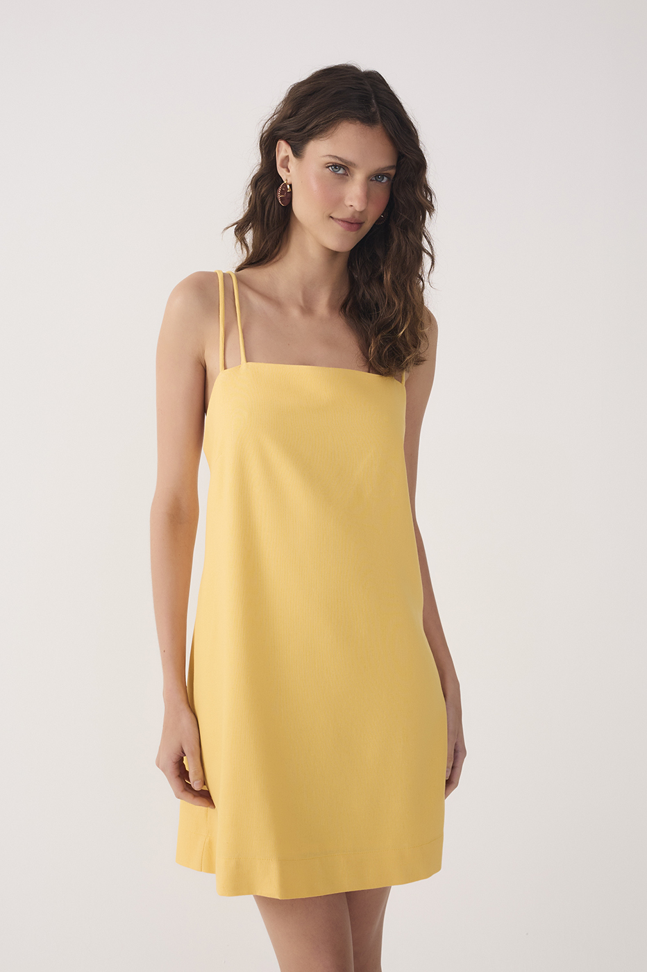 Yellow Double Strap Mini Dress
