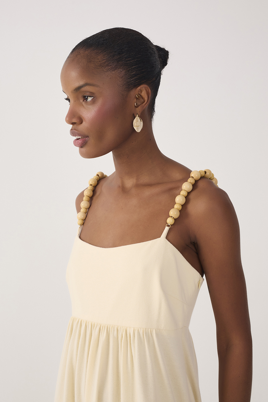 Beige Beaded Straps Maxi Dress