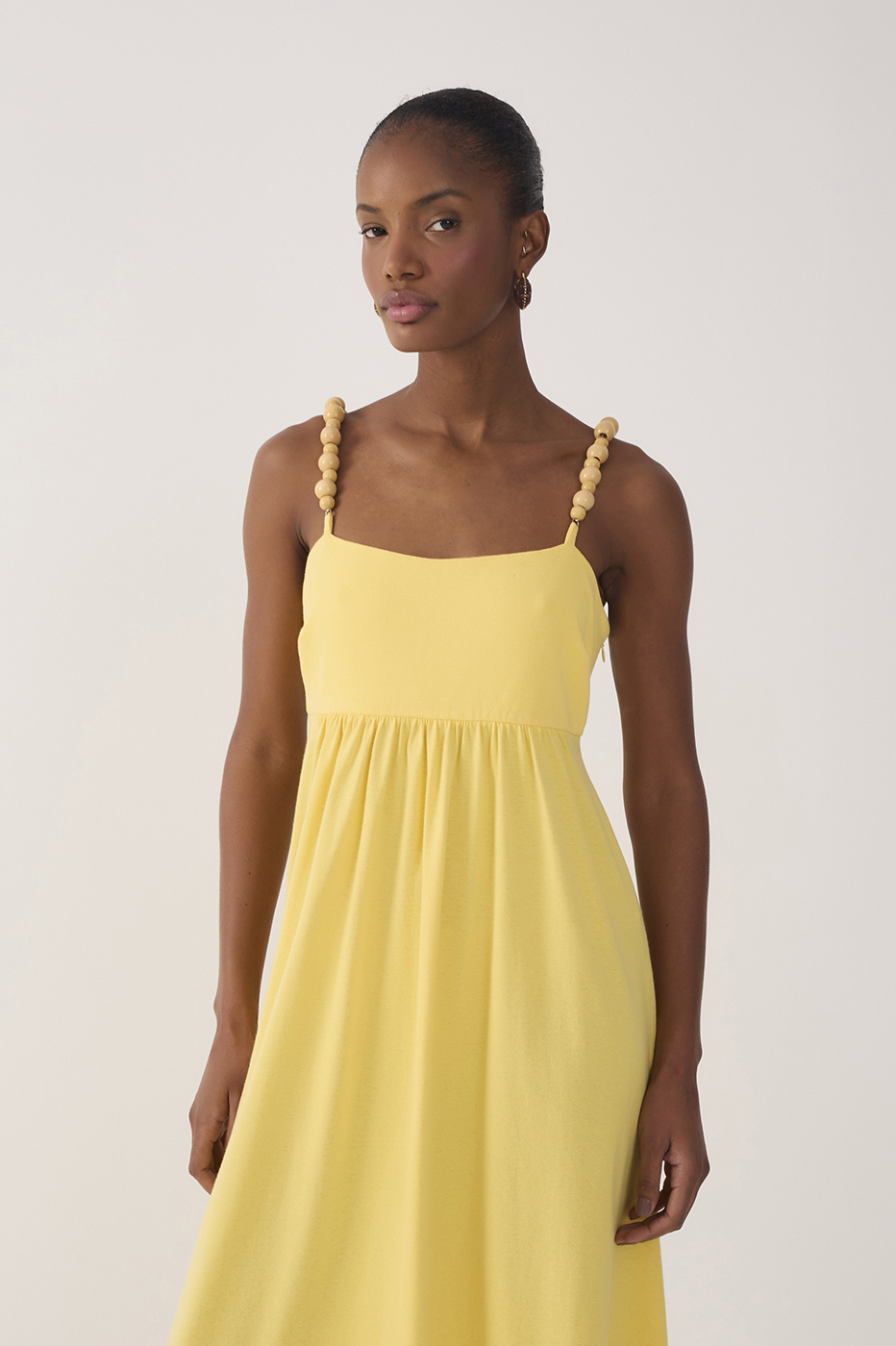Yellow Beaded Straps Maxi Dress