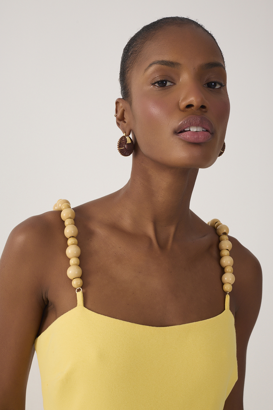 Yellow Beaded Straps Maxi Dress