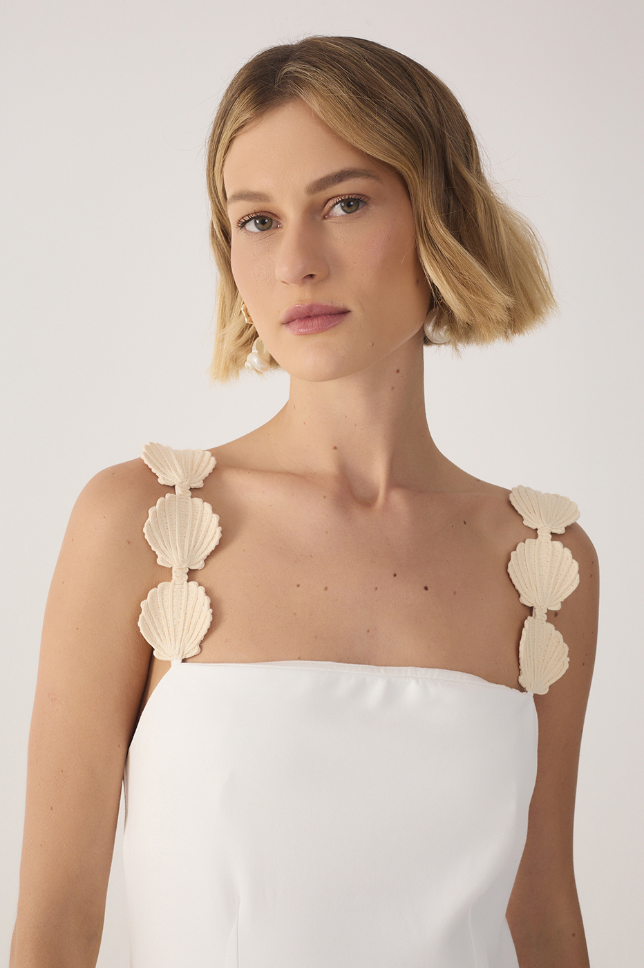 Off-White Embroidered Strap Mini Dress