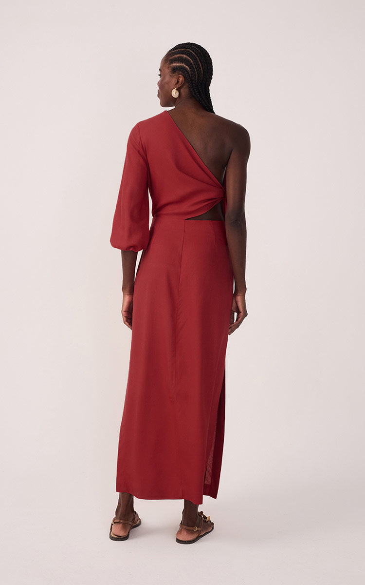 Linen One Shoulder Tie Dress