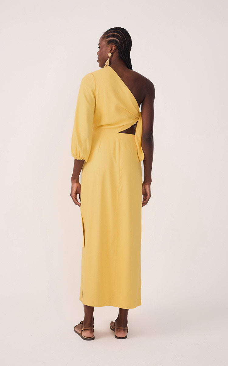 Linen One Shoulder Tie Dress