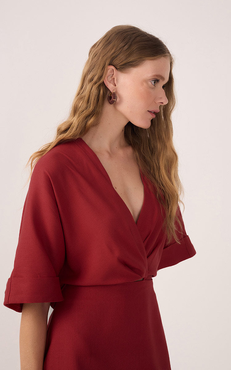 Short Linen Sleeve Dress