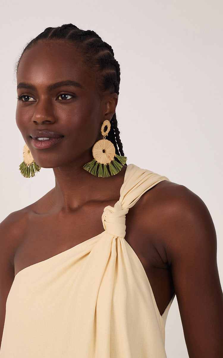 Cropped Linen One Shoulder Dress