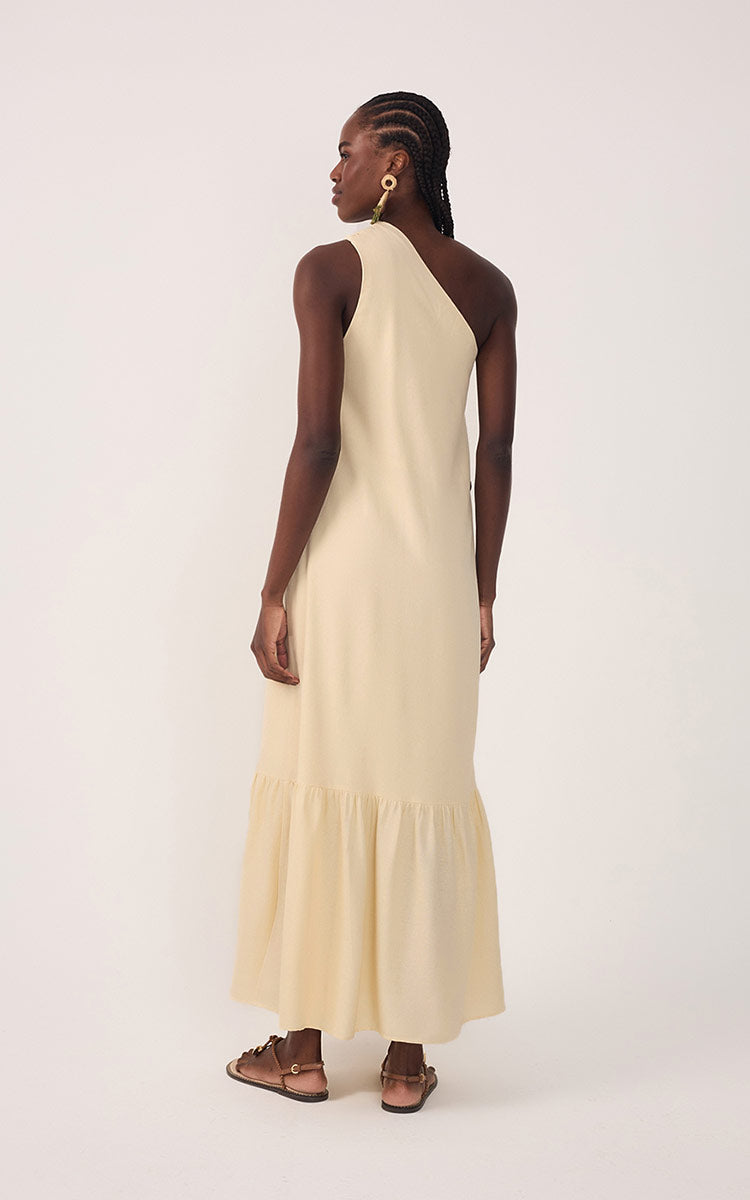 Cropped Linen One Shoulder Dress