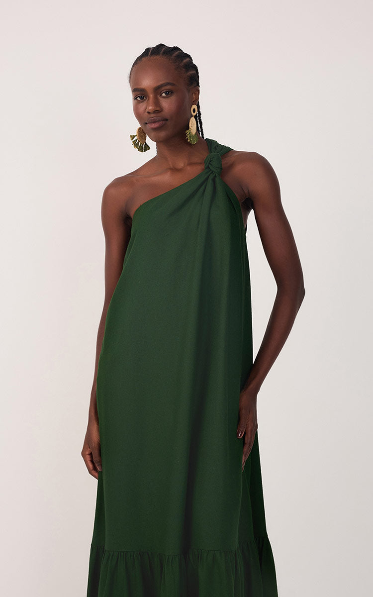 Cropped Linen One Shoulder Dress