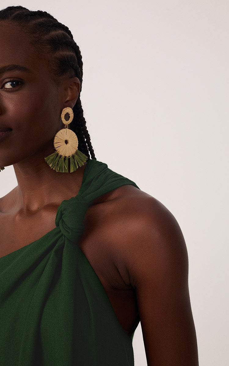 Cropped Linen One Shoulder Dress