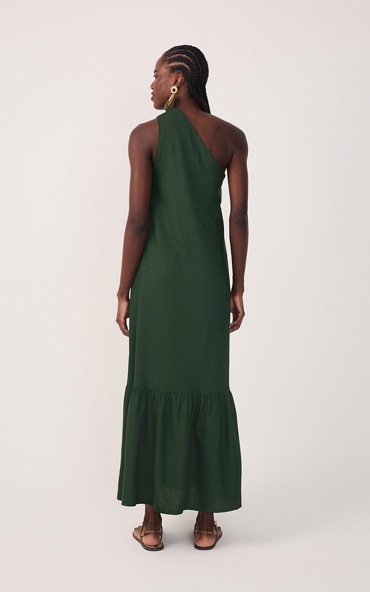 Cropped Linen One Shoulder Dress