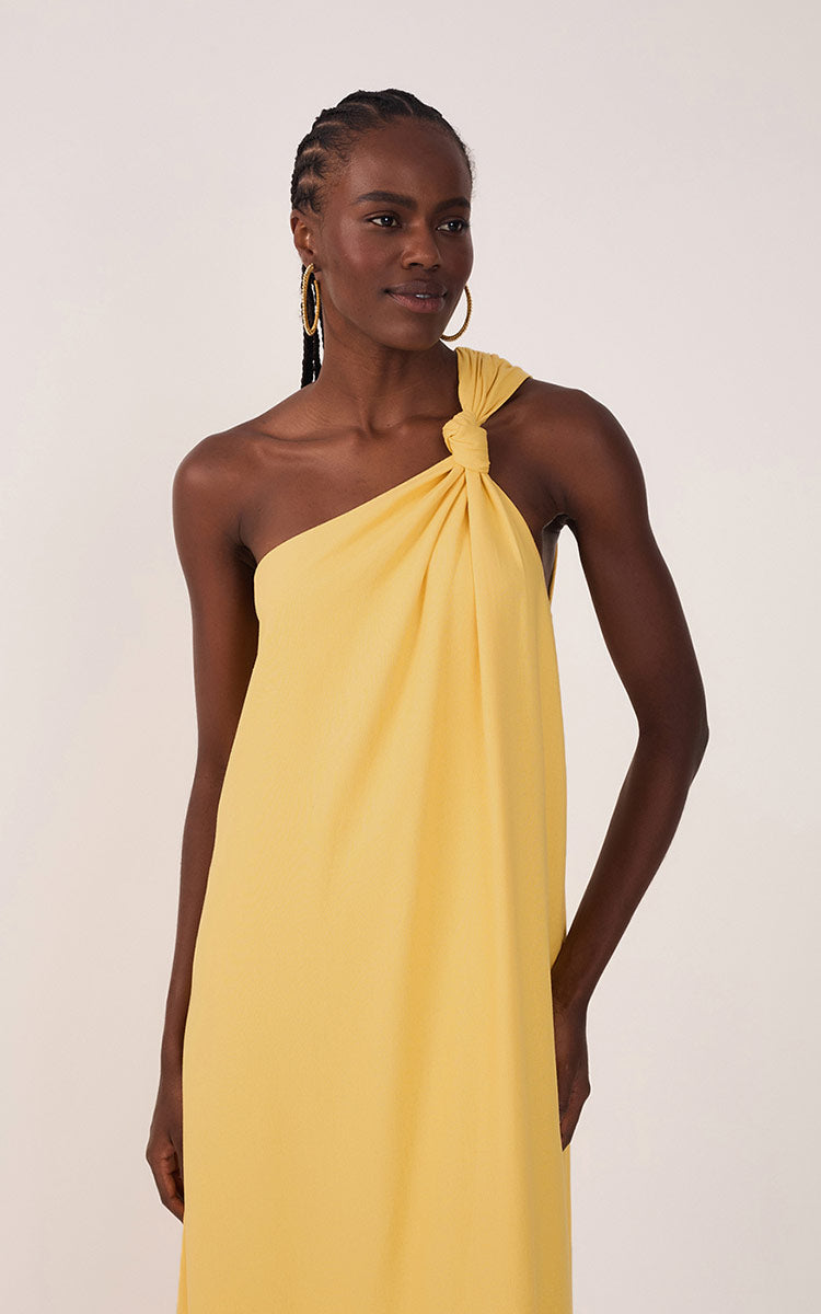 Cropped Linen One Shoulder Dress