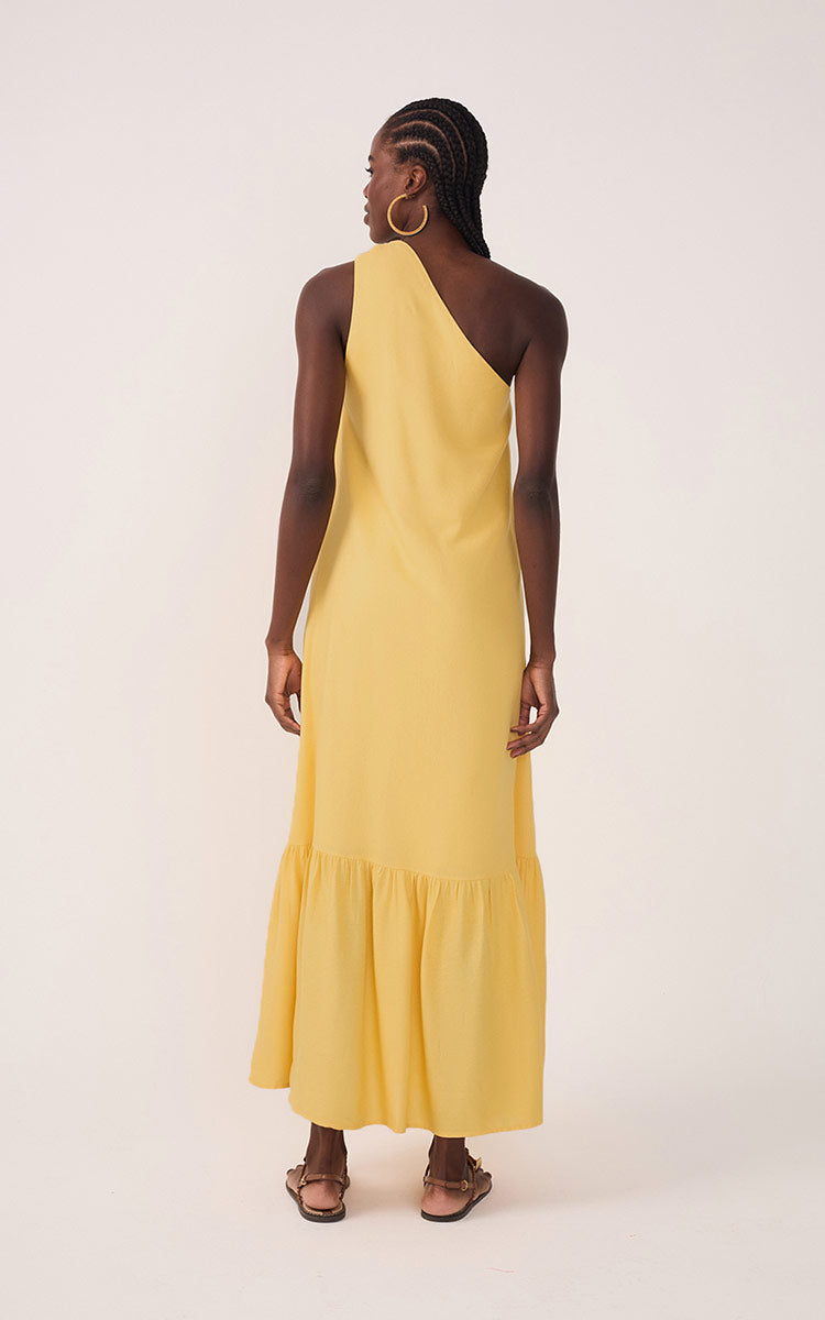 Cropped Linen One Shoulder Dress