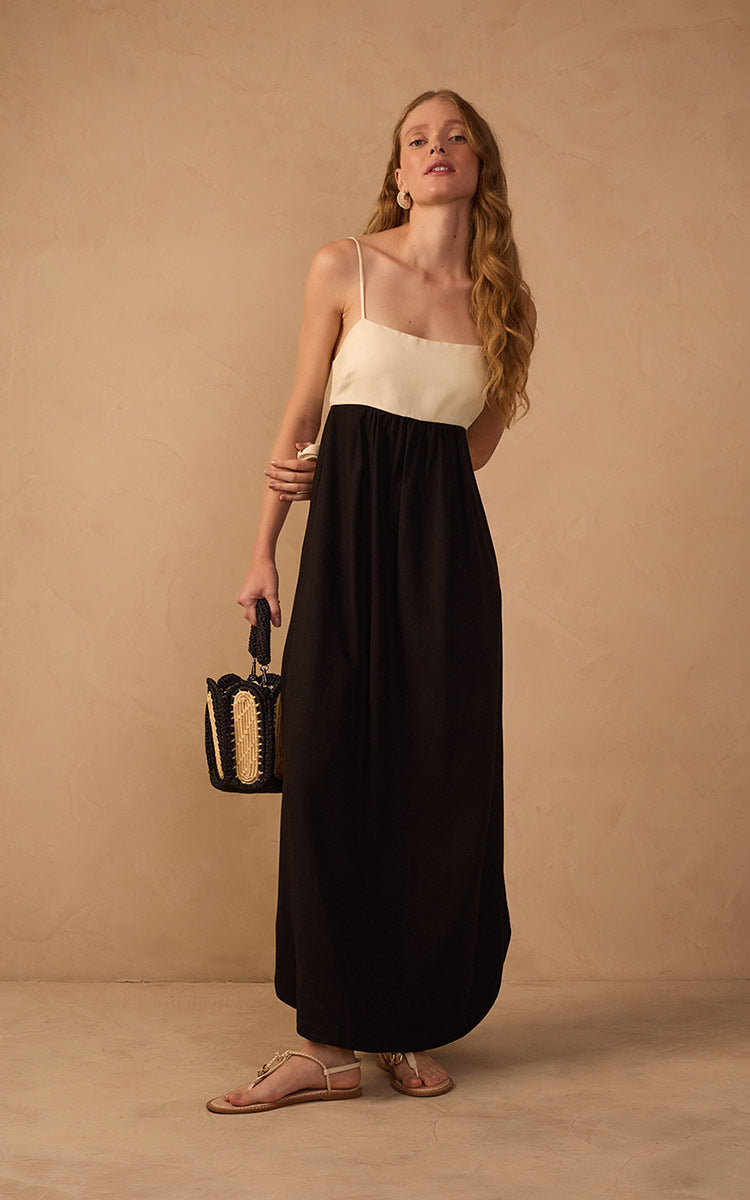 Linen Cropped Frayed Dress