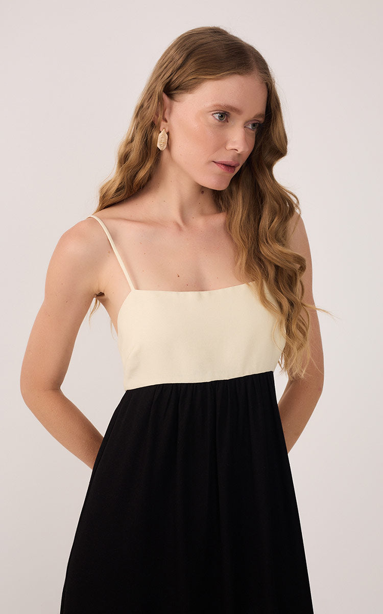 Linen Cropped Frayed Dress