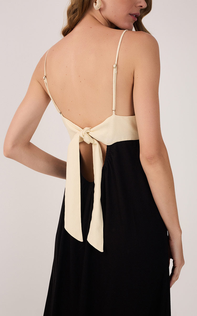 Linen Cropped Frayed Dress