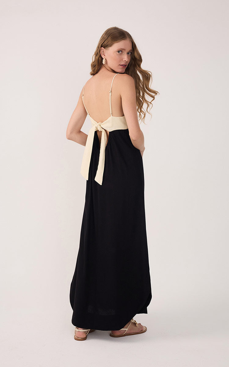 Linen Cropped Frayed Dress