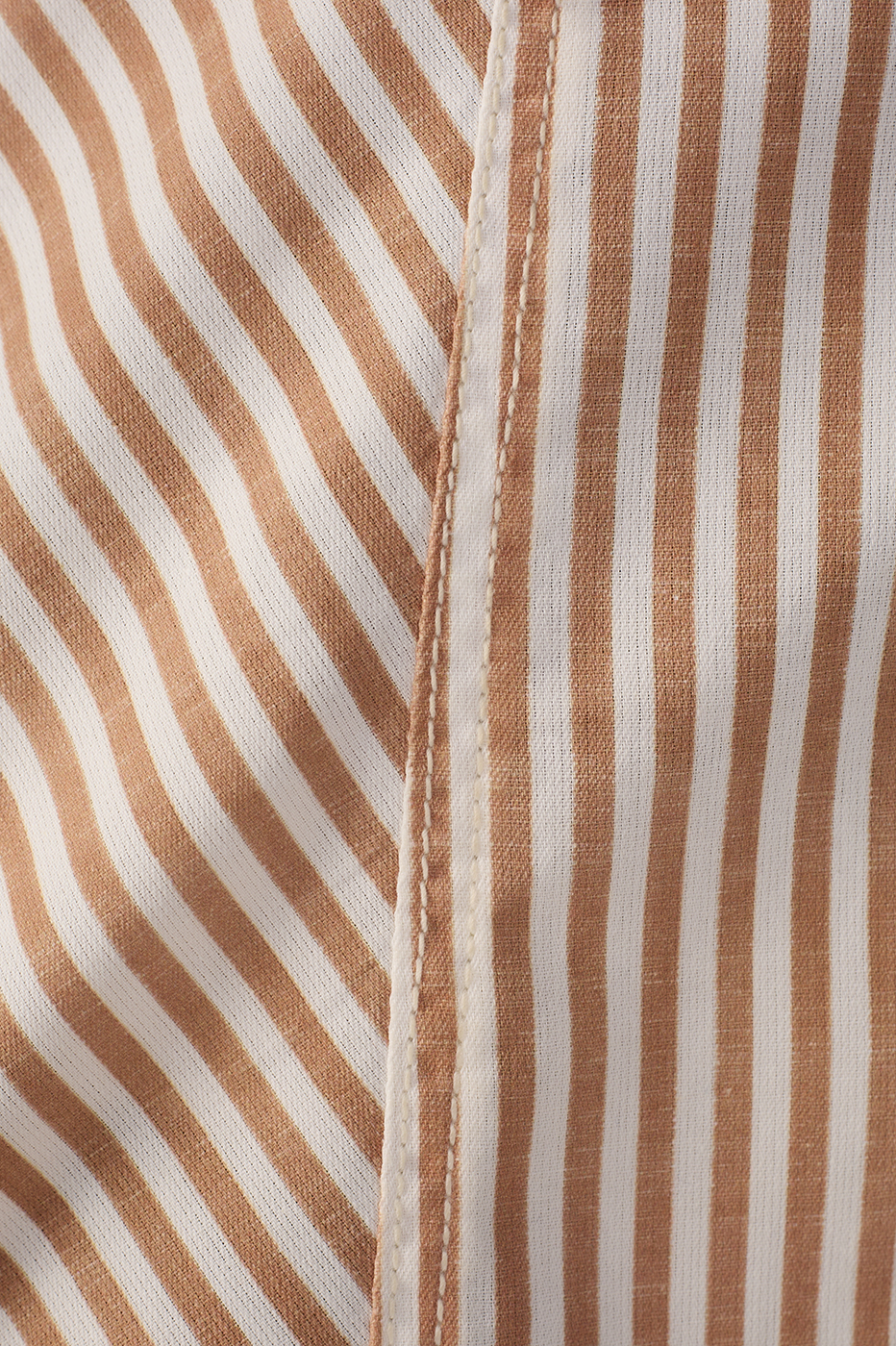 Red Stripes Topstitching Twill Cotton Maxi Dress