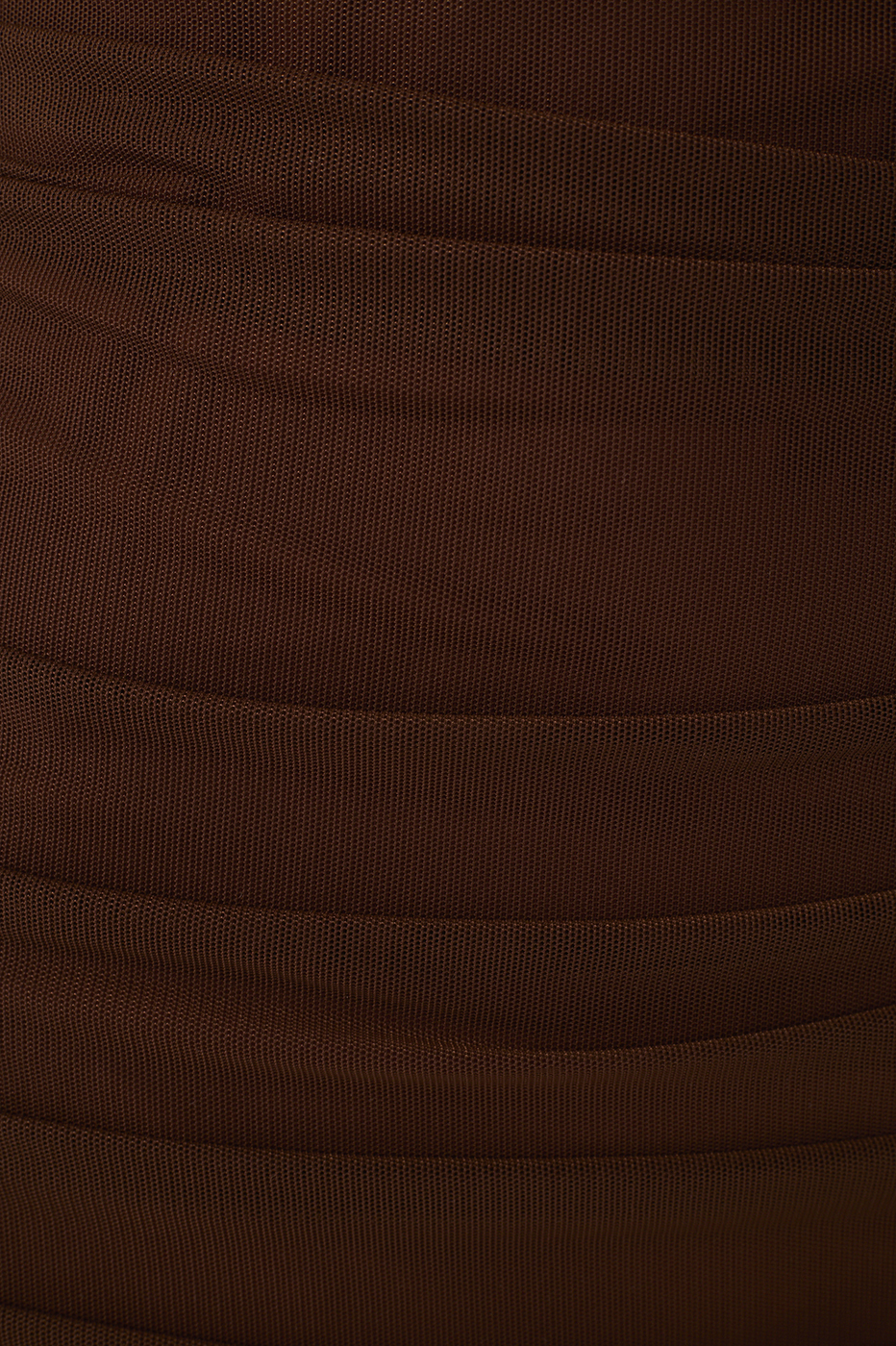 Brown One Shoulder Ruched Tulle Maxi Dress