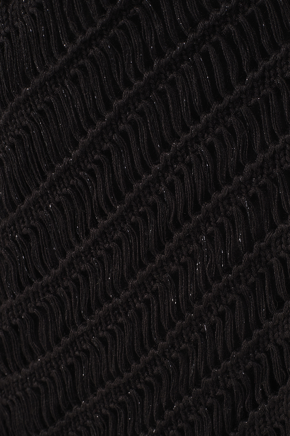 Black High Collar Lurex Knit Midi Dress