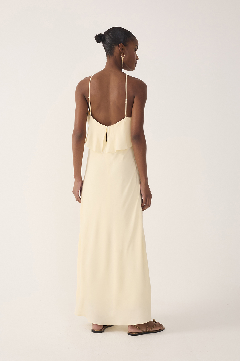 Crepe Midi Ruffled Dress