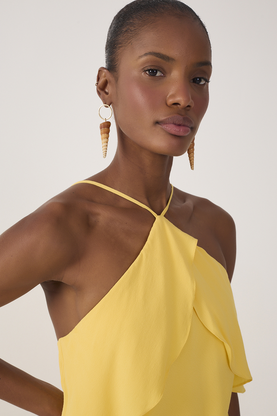Crepe Midi Ruffled Dress