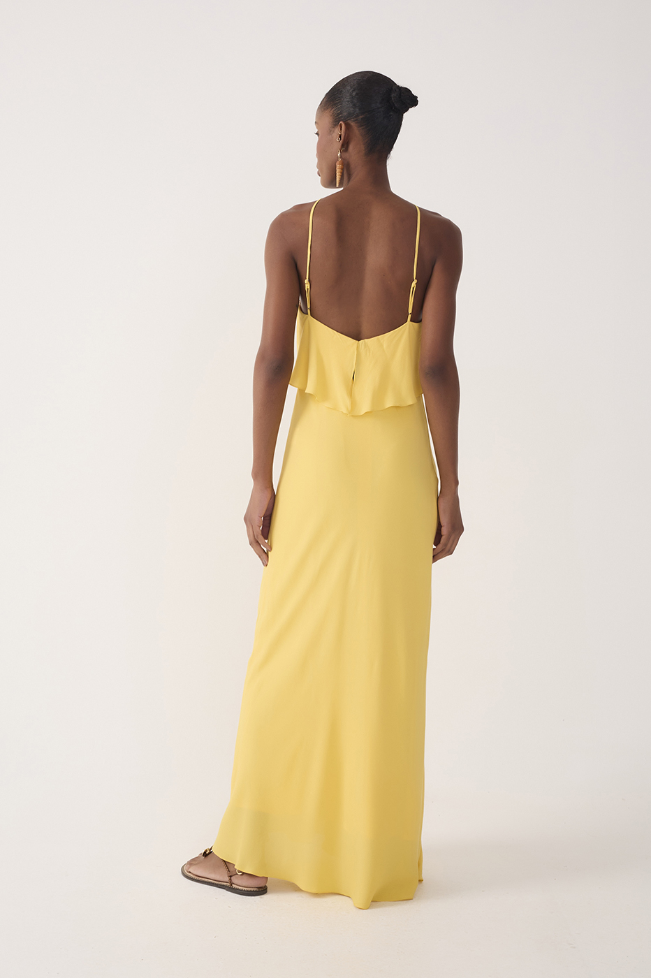 Crepe Midi Ruffled Dress