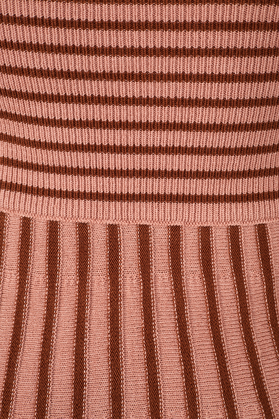 Pink Stripes Thin Straps Pleated Knit Midi Dress