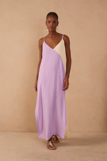 Cropped Crepe Block Cut-Out Dress