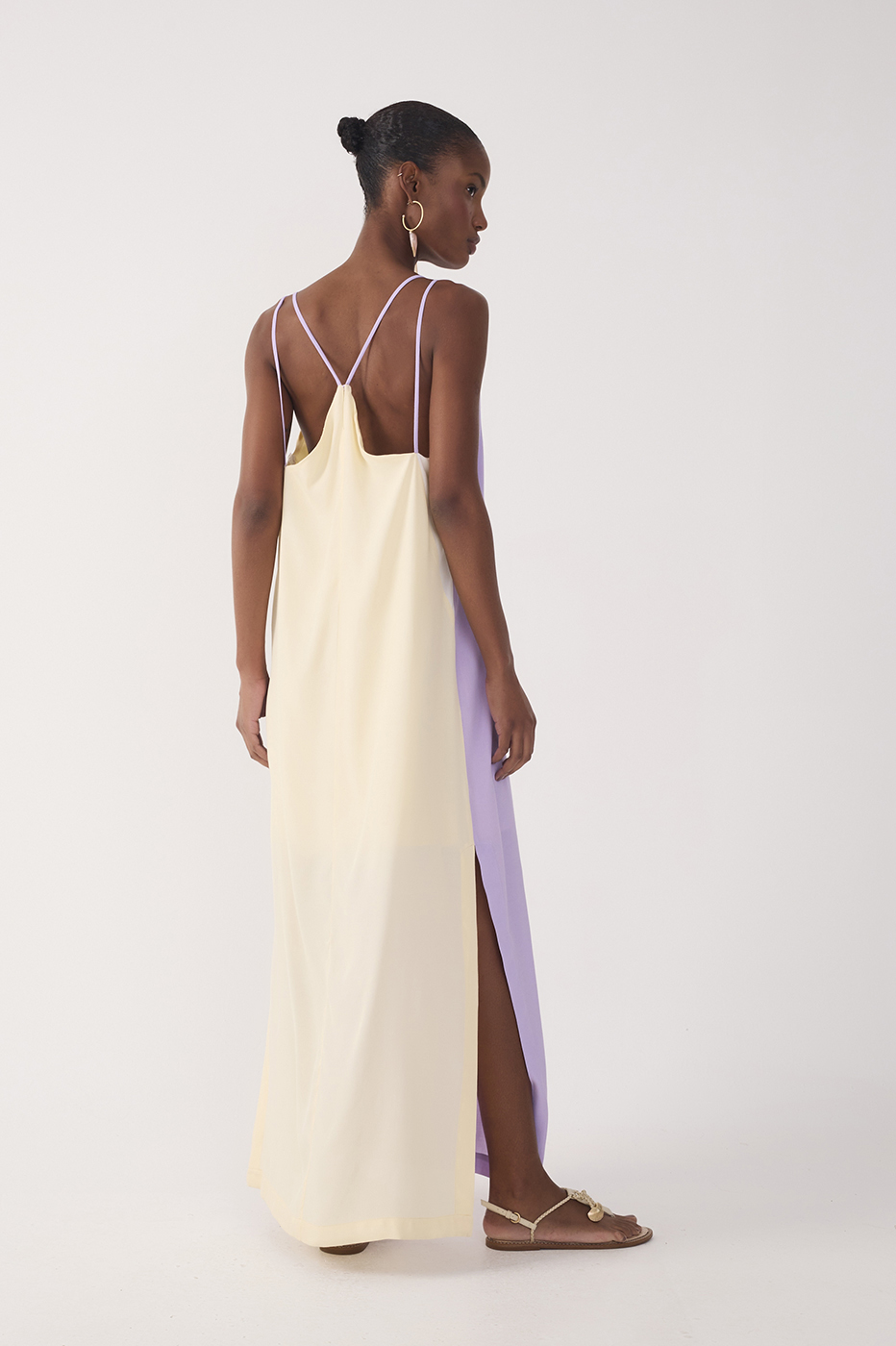 Cropped Crepe Block Cut-Out Dress