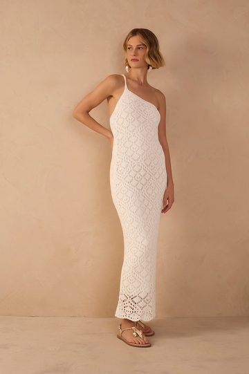 Off-White One-Shoulder Knit Maxi Dress