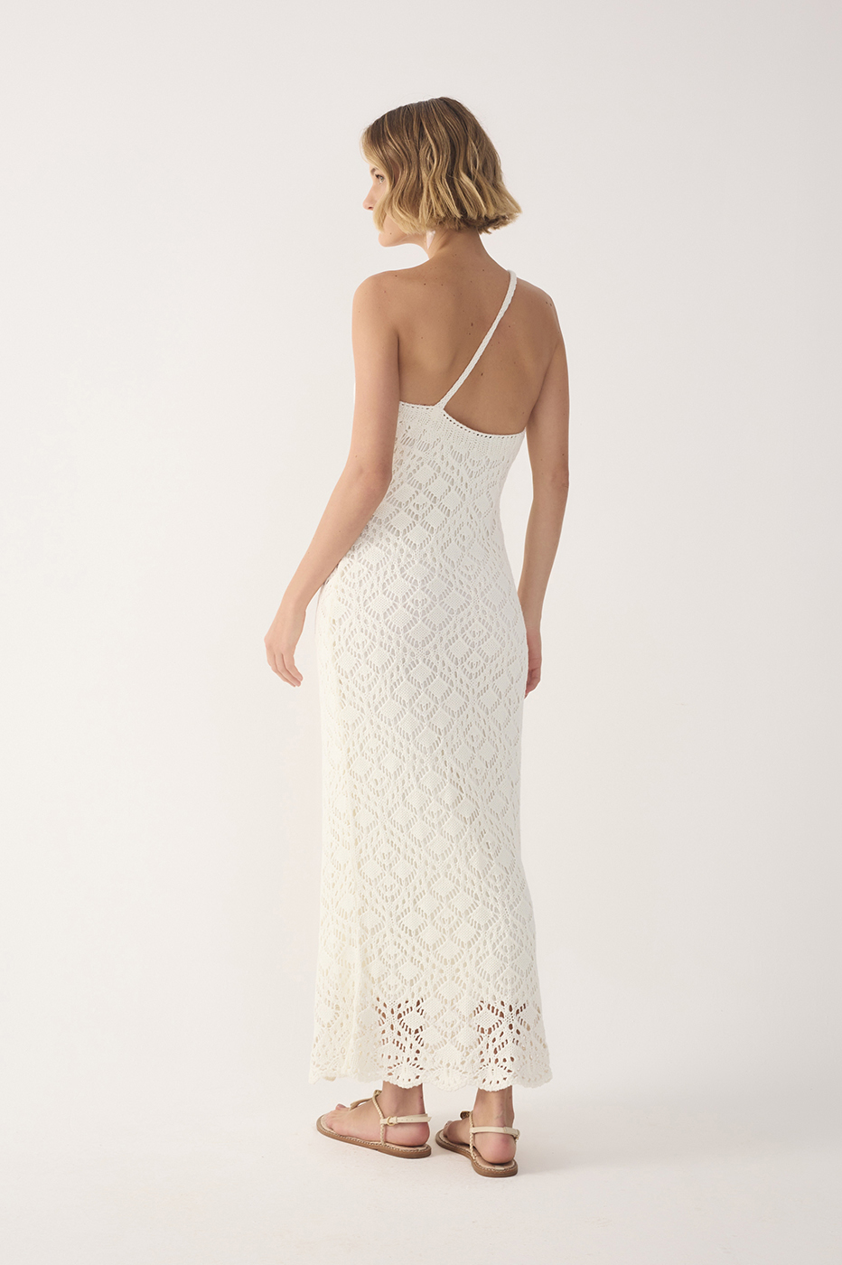 Off-White One-Shoulder Knit Maxi Dress