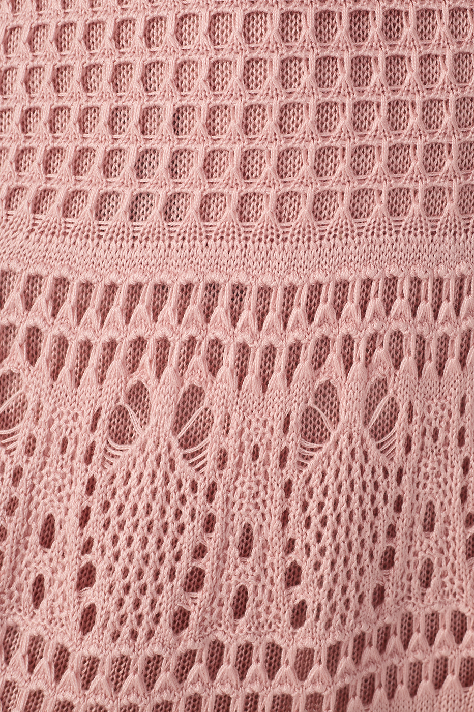 Pink V Neck Open Knit Maxi Dress