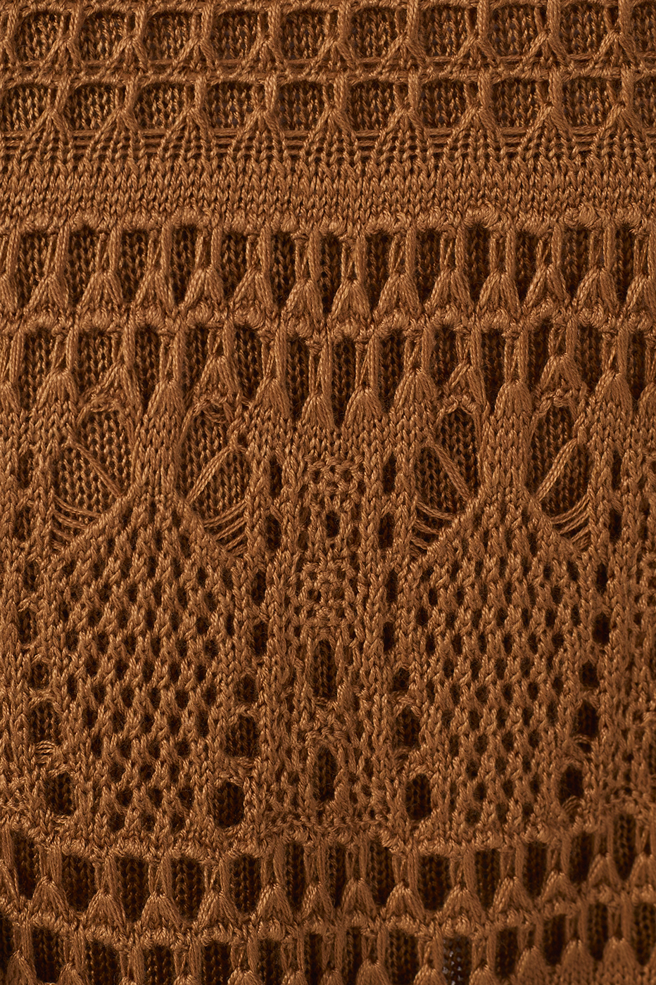 Brown V Neck Open Tricot Maxi Dress