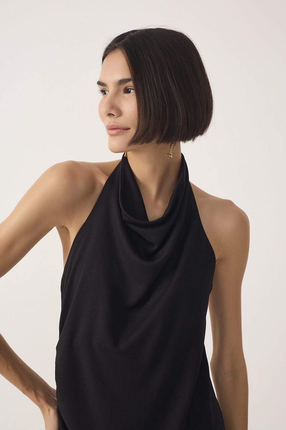 Black Ruched Halter Neck Maxi Dress