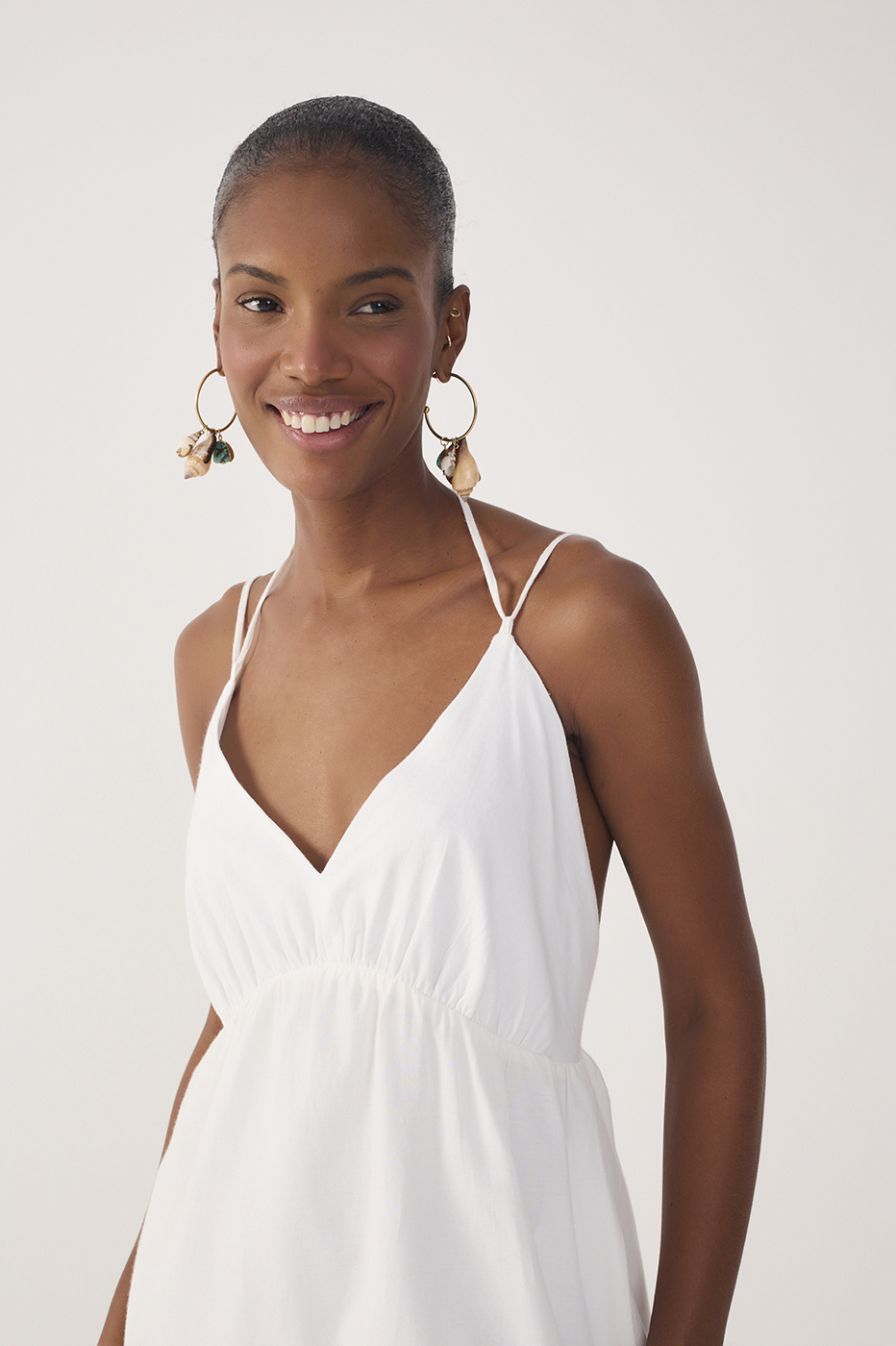 Short Cotton Embroidered Ruffled Dress
