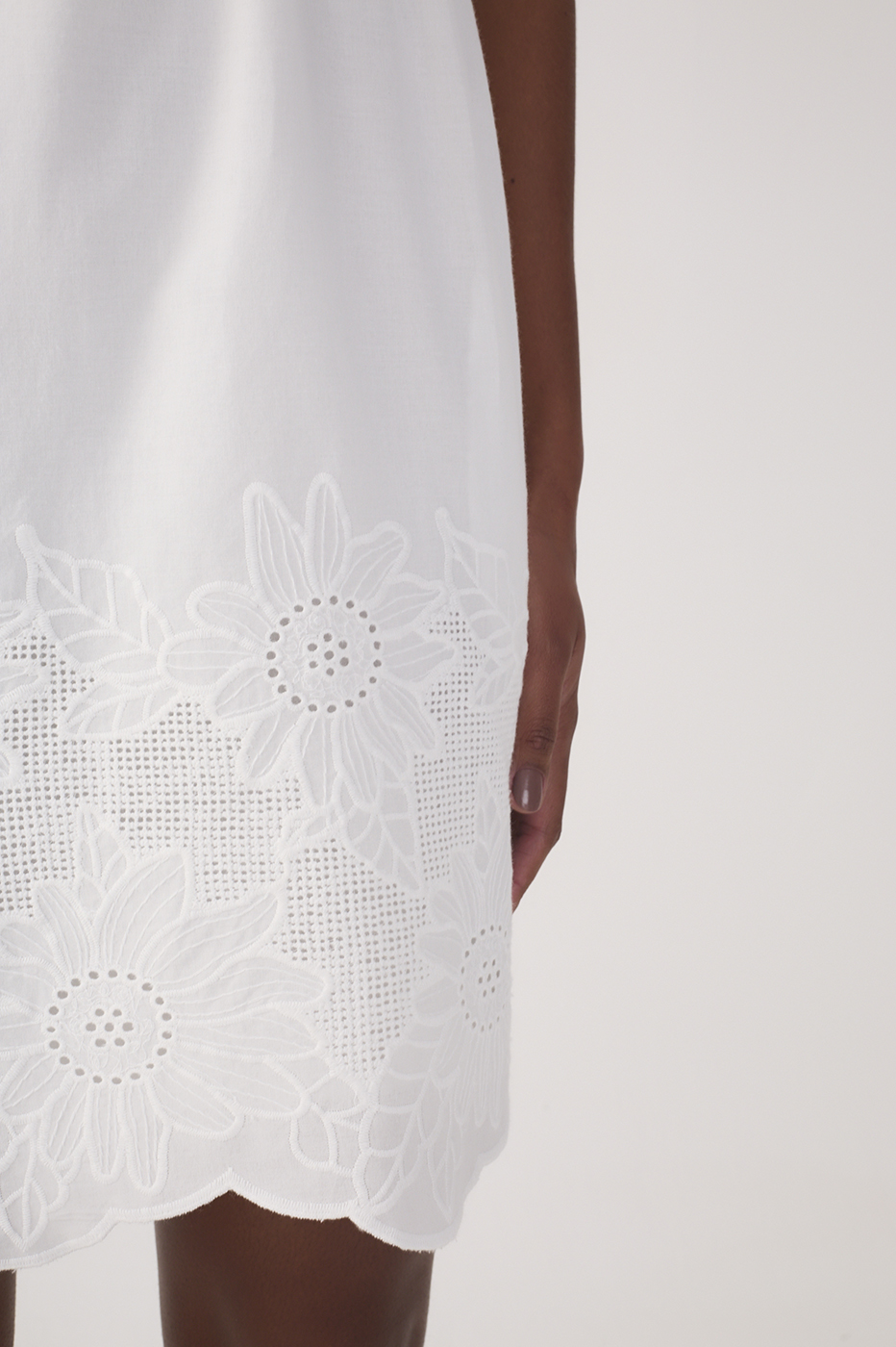 Short Cotton Embroidered Ruffled Dress