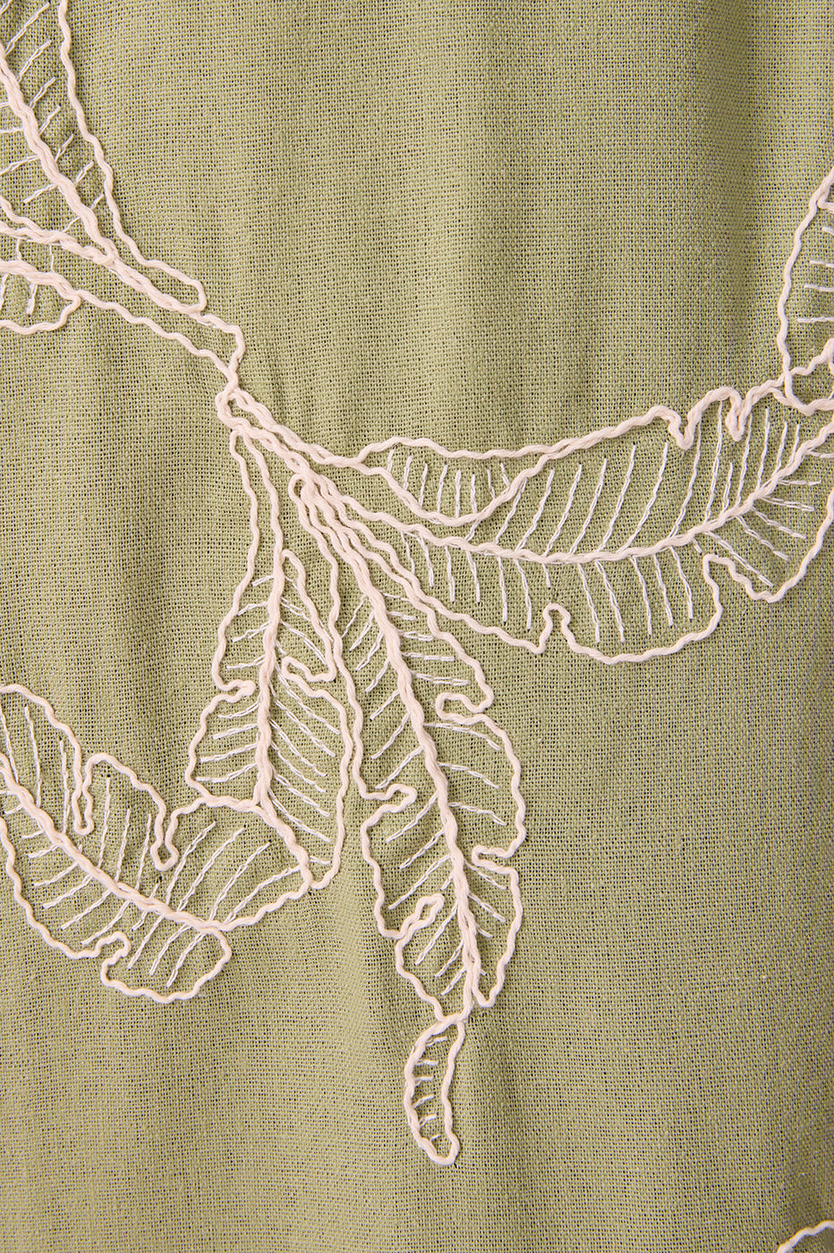 Short Linen Leaf Embroidery Dress