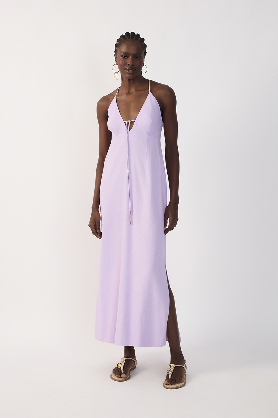 Cropped Linen Tie Dress