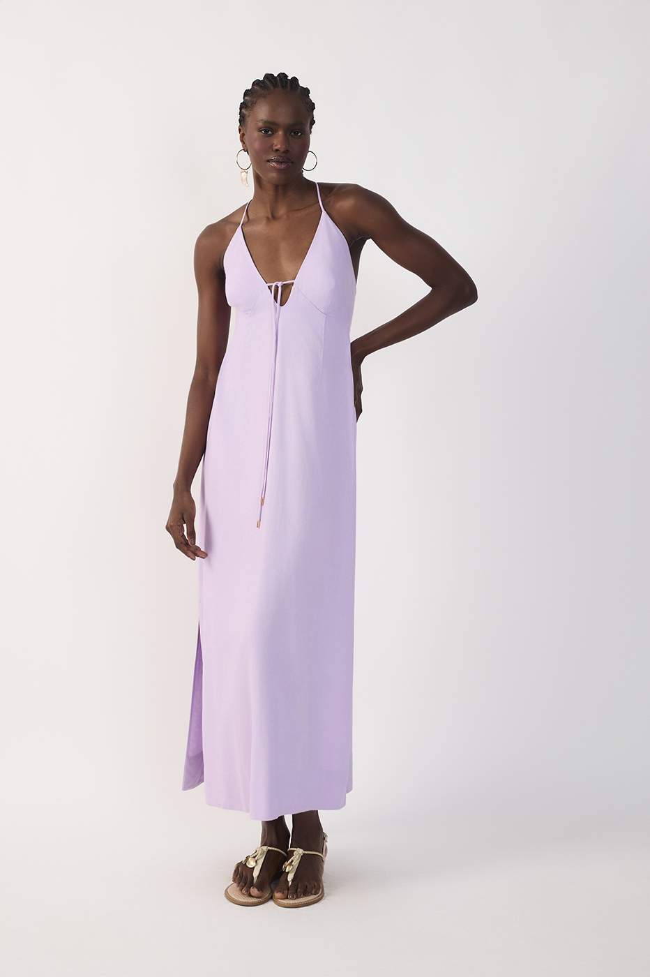 Cropped Linen Tie Dress
