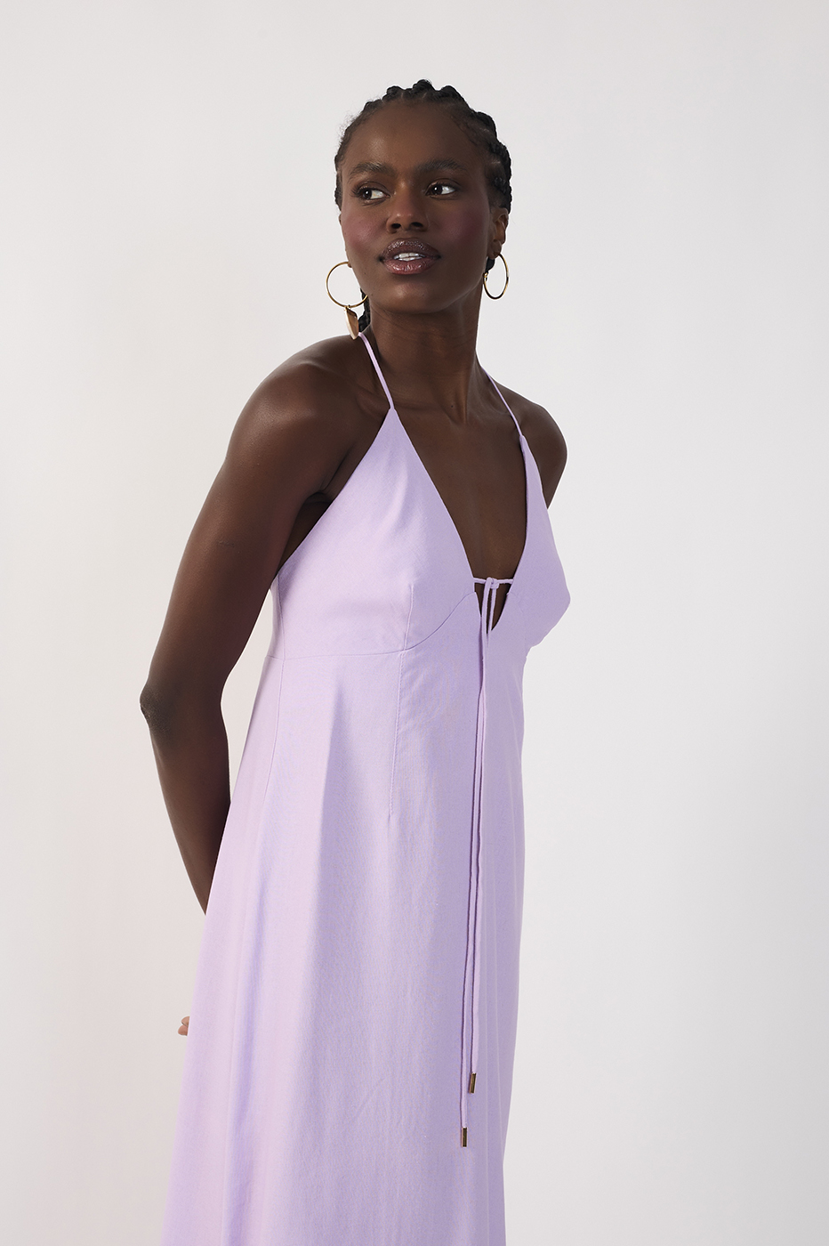 Cropped Linen Tie Dress