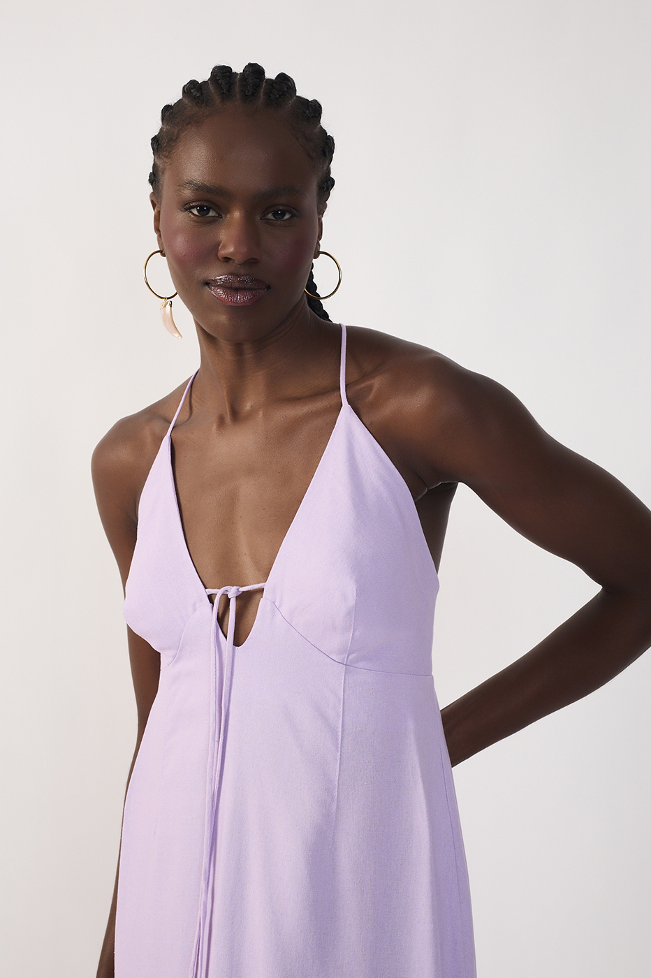 Cropped Linen Tie Dress