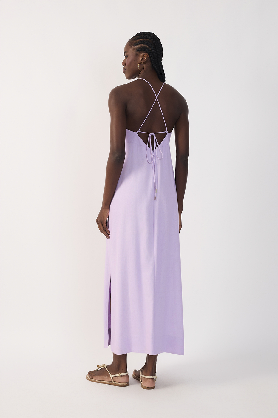 Cropped Linen Tie Dress