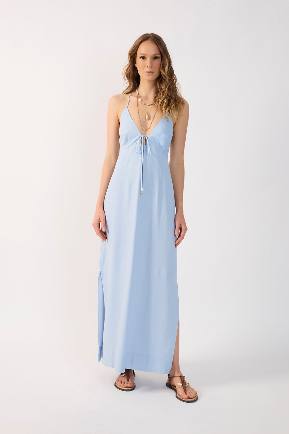 Cropped Linen Tie Dress