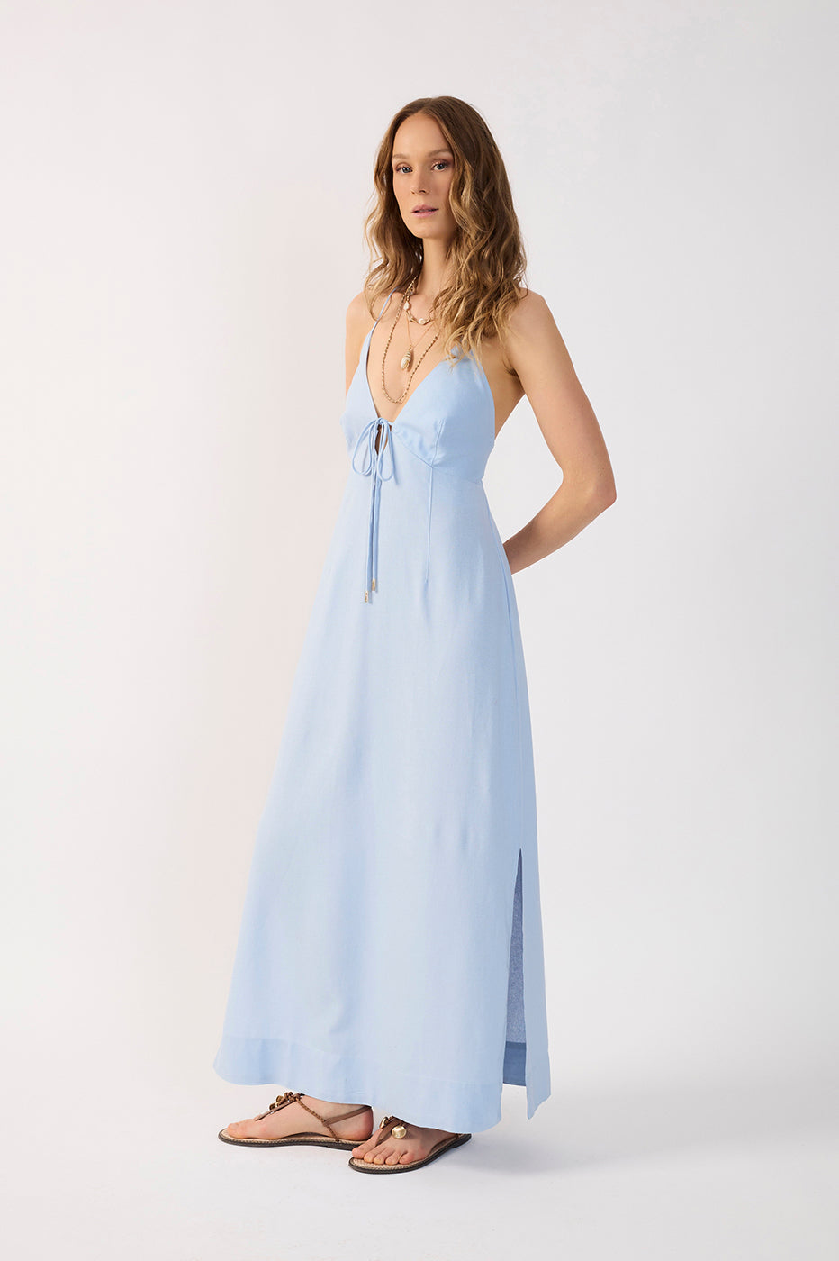 Cropped Linen Tie Dress