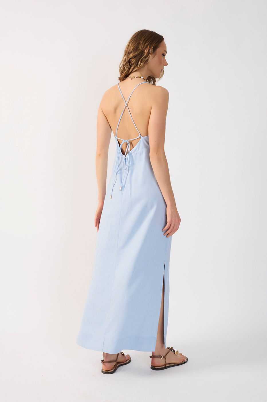 Cropped Linen Tie Dress