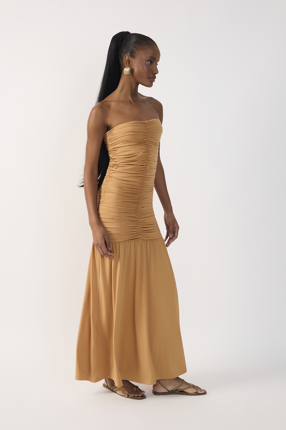 Handleless Frayed Jersey Dress