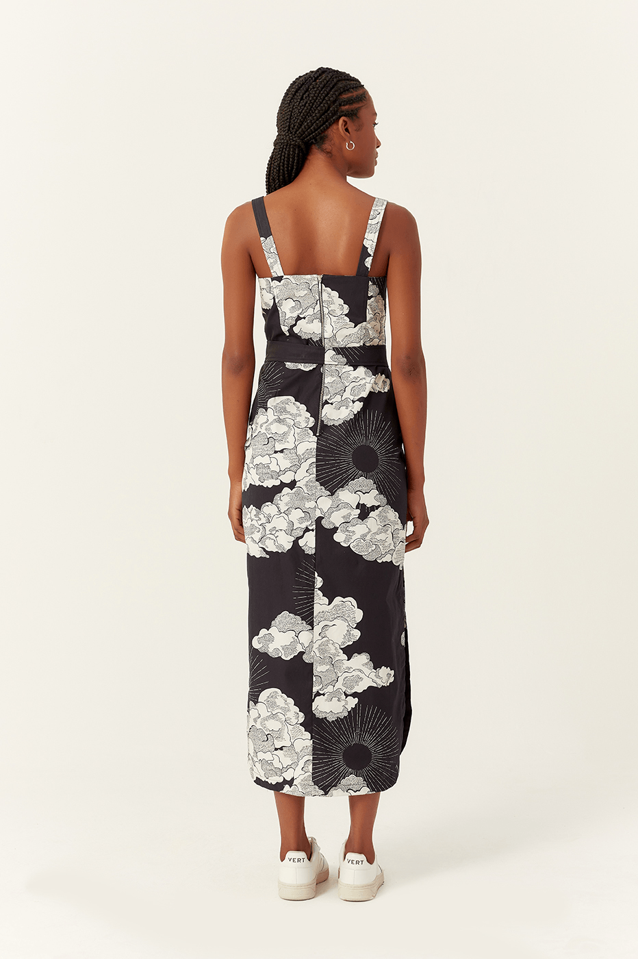 Midi Tricoline Sky Print Dress