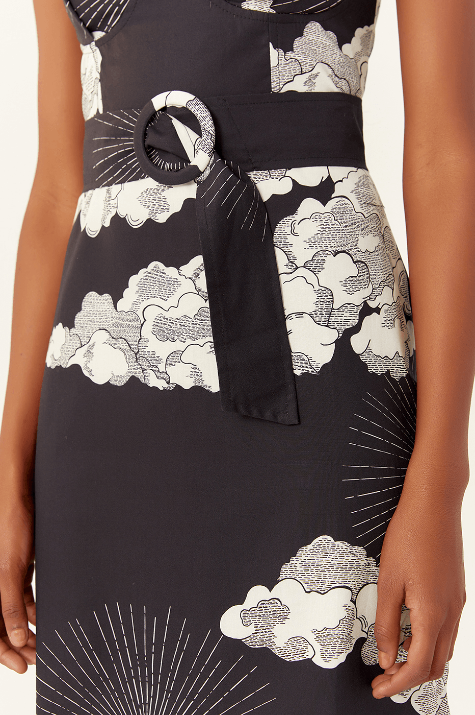 Midi Tricoline Sky Print Dress