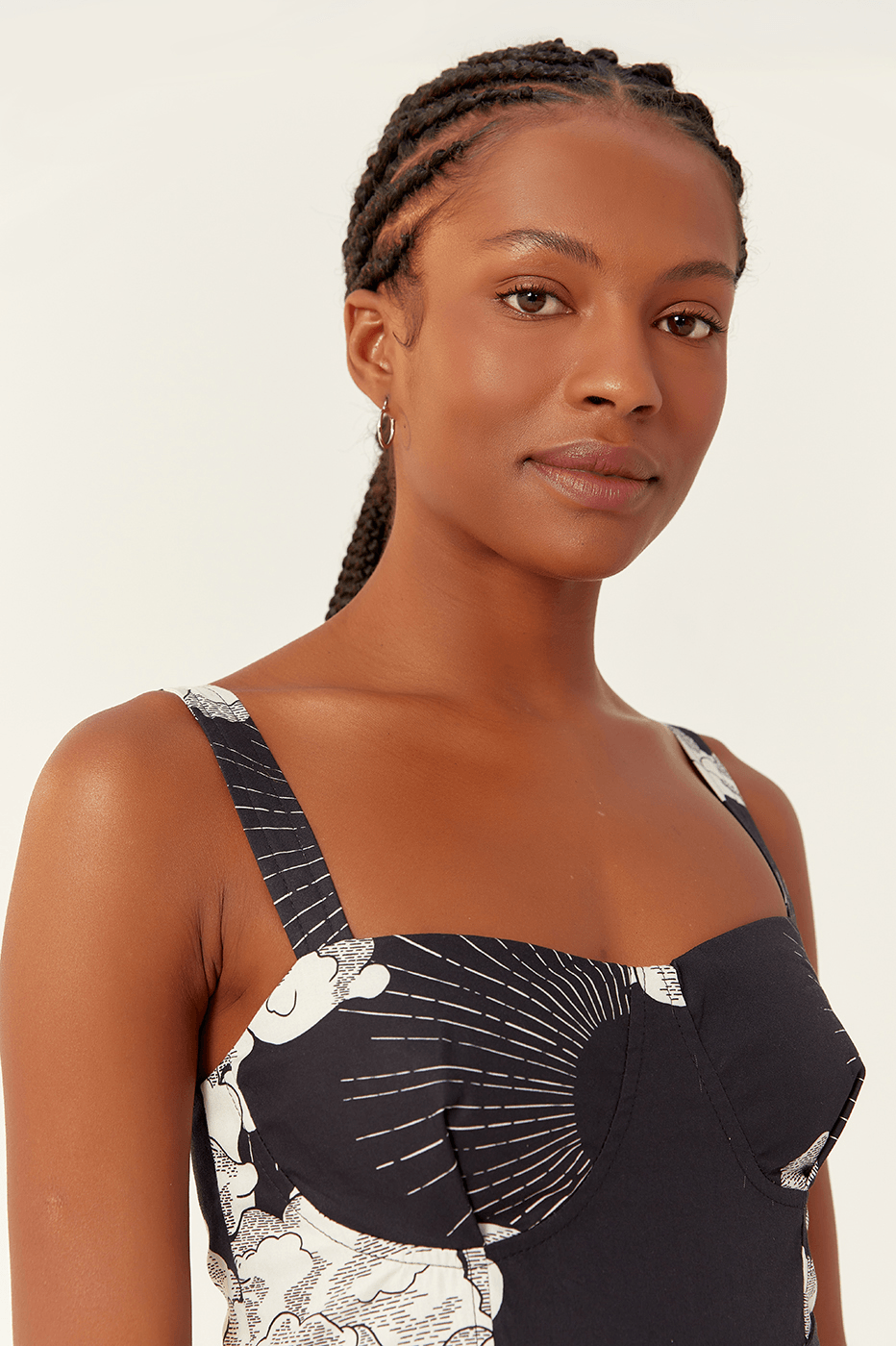 Midi Tricoline Sky Print Dress