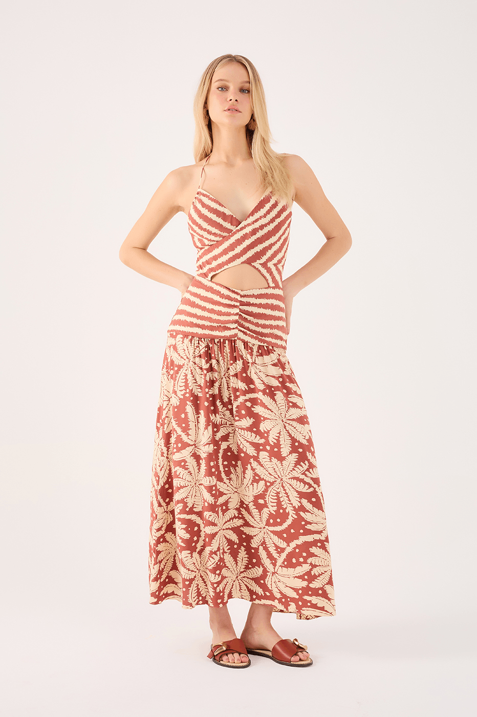 Cropped Crepe Bahia Mix Print Dress