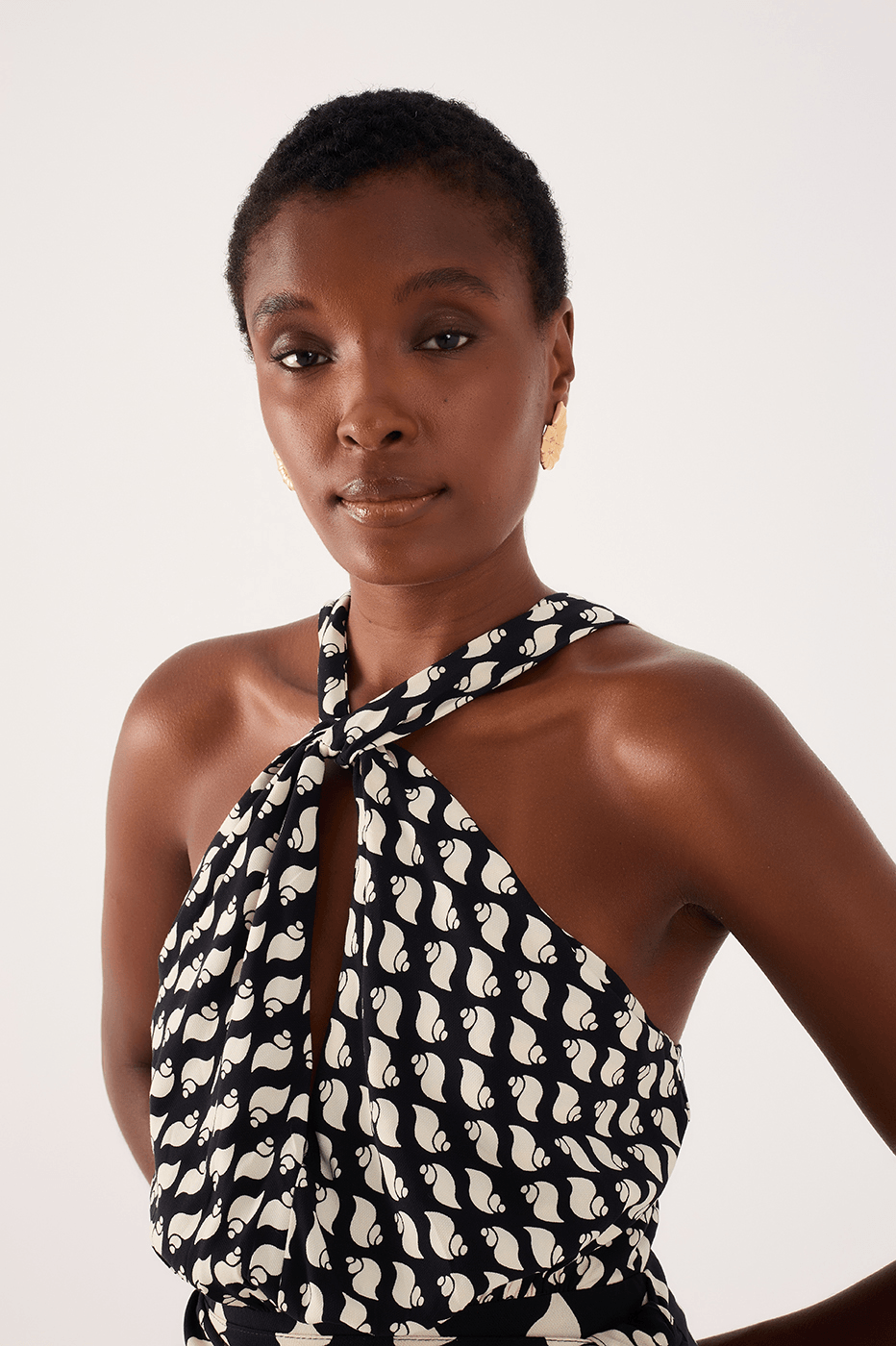 Cropped Crepe Liroranea Print Dress